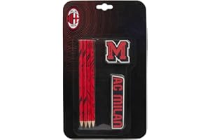 A.C. Milan Set Cancelleria per la Scuola, con 4 matite e 2 gomme, Adatto per Scuola e Ufficio, Prodotto Ufficiale, Rosso