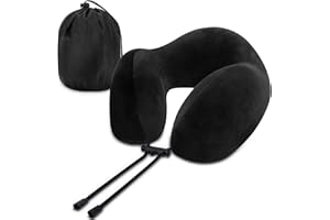 Cloudgree Travel Pillow, Best Memory Foam Neck Pillow Airplane Pillow with Storage Bag Lightweight Traveling Pillow for Sleeping Rest on Airplane, Car, Train and at Office and Home Use (Black)