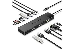 USB C Docking Station, (𝟐𝟎𝟐𝟒 𝐔𝐩𝐠𝐫𝐚𝐝𝐞) Lemorele 13-in-1 USB C Hub Triple Display Adapter with 2 x 4K Dual HDMI, VGA, 5 x USB A, 100 W PD, USB C Data, SD/TF, 3.5 mm Audio for Mac/Windows