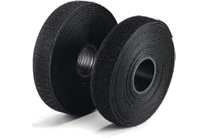 FOGAWA 2 Rotolo Nastro Cucire a Strappo per Tende Zanzariere Strisce Laccio(Non adesivo) Nastro per Cucito Hook and Loop Cucire Autoadesivo per Vestito Borsa Fai Da Te Nero 5Mx2CM