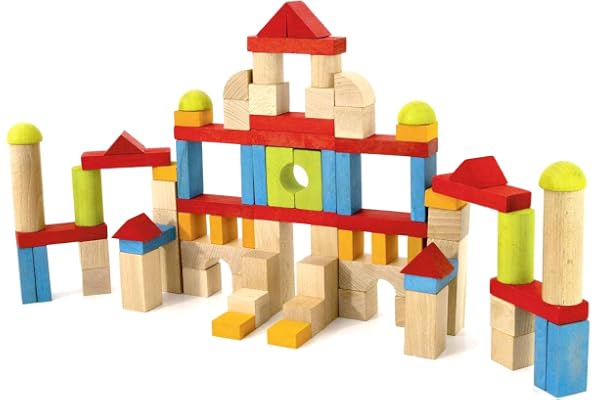 Jeujura - 8243- Jeux de Construction-Construire - Blocs de Construction - 82 Pieces en Bois