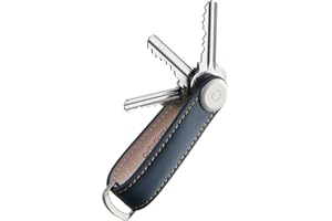 Orbitkey, Premium-Leder-Schlüsselanhänger 2.0 Navy with Tan Stitching