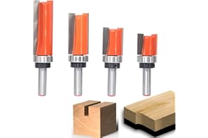 Sinoprotools 4 Stück Bündigfräser,8mm Schaft Kopierfräser,Bündigfräser mit Auswechselbarem Kugellager,Oberfräser Flush Trim Router Bit