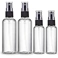 ikis Spray Bottles Clear Empty Fine Mist Plastic Mini Travel Bottle Set, Small Refillable Liquid Containers (50ml (2Nos) + 100ml (2Nos))