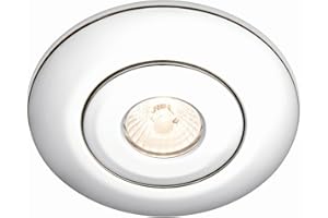 National Lighting Modern Chrome Low Voltage to 240V Mains Voltage GU10 Recessed Downlight Converter - Converts Holes ranging from Approx. 65mm to 125mm
