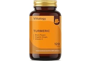 VITTALOGY Turmeric Premium Complemento Alimenticio con Cúrcuma, Jengibre y Pimienta Anti Envejecimiento y Alivio Dolor. Suplemento Antioxidante y Antiinflamatorio Natural. 120 Cápsulas