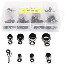 Kit 8 Anelli Guida Per Canna Da Pesca - Ricambio In Acciaio E Ceramica Per Punta Canna (Nero) - Foto 2