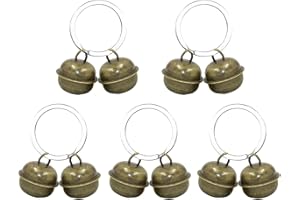 Fadbudss 5 Set Loud Cat Dog Collar Bells, Metal Pet Bells Tracker Small Collar Brass Bells with Split Ring, Vintage Anti-Lost Training Bells Pendants for Pet Potty Training Necklace Collar Decoration