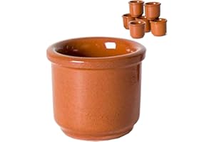 ACAN Confezione da 6 bicchieri in ceramica di terracotta con capacità di 5 cl, altezza 4,5 cm e diametro 5 cm, set 6 contenitori speciali per shot in stile tradizionale, set di 6 bicchieri da bere.