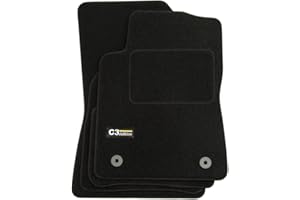 J&J AUTOMOTIVE | Logo Tapis De Sol Noir Velours sur Mesure pour C3 3 Depuis 2016, Ajustement précis, Base Antidérapante, Renforcée dans la Zone de la Pédale