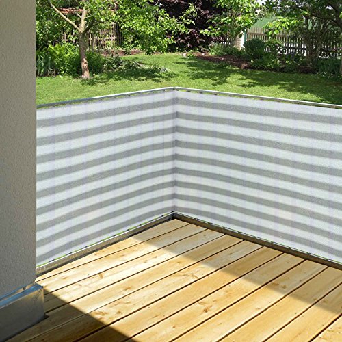 Balkon Sichtschutz 0,90 x 5m Grau Weiß - 2