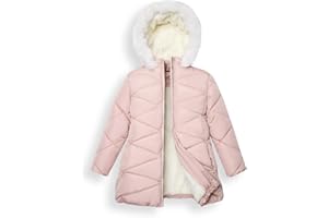Sunny Sprout Manteau d'hiver avec capuche pour filles - Veste matelassée épaisse pour enfants avec doublure en polaire et manches coupe-vent