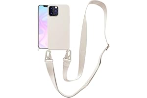 Handykette Handyhülle kompatibel mit Apple iPhone 15 Pro Necklace Hülle Nylon Schultergurt Weich Silikon TPU Cover mit Kordel zum Umhängen Schutzhülle mit Stylische Band(Weiß)