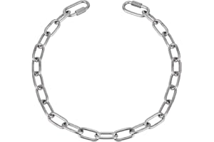 KWOKWEI Rundstahlkette, 1 Meter V4A Edelstahl-Kette mit 2 Karabiner Haken, Ø5 mm Edelstahl Gliederkette Stahlkette Schweisskette max 400 kg für Swing Hängesessel