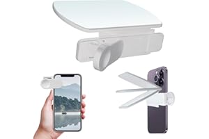 Vordpe Mobile Phone Reflection Camera Mirror, Phone Camera SLR Clip, Adjustable Clip for Smartphone Reflections (White)