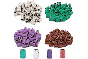 KHYYQUA 100 piezas Puntas Lijadoras Manguitos,Bandas De Lijado De Uñas Con Taladro De Uñas,80# 120# 180# 240# Grano lijadora,para Lima de Uñas Eléctrica para Lima de Uñas, Cuidado de Uñas
