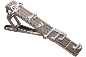 RunootPR Music Tie Clip for Men Silver Black Tie Bar Clip Fashion Tie Pin Wedding Holiday Party Jewelry Gift