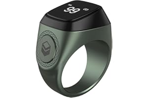 BREADOM Bague numérique musulmane compteur de tasbeeh cadeaux islamiques. Compteur de zikr qui se connecte à l'application iQibla Bague de Tasbih à écran OLED intelligent avec compteur de doigts pour le rappe