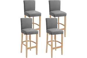 LANSHENG Fundas para Taburetes de Bar, Elásticas Lavables Extensibles y Extraíbles para Silla de Comedor Giratoria Corta Silla de Bar Taburete (Gris Claro, 4 Piezas)
