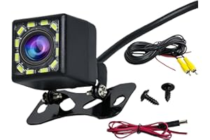 COALWOP Car Reversing Camera IP68 Waterproof Rear View Camera 170° Wide Angle 12 LED Night Visions+6M Extension Cord DC 12V High Resolution with Auxiliary Lines for Cars Trucks Vans SUVs RVs Caravan