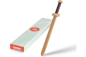 ‎WOODSY WOODSY Holzschwert Kinder 51 cm kurz | Ritterschwert Echtholz (Buche) | Drachenschwert | Kinderschwert Fasching Mittelalter
