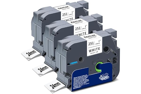 3x XemaX Ruban Compatible pour Brother P-Touch Étiquettes de Cassette TZe-251 TZ-251 AZe-251 TZc-251 Bandes 24mm Noir sur Blanc Ruban Brother Ptouch pour PT-E110 H100R H110 H101C H108 E100 H100LB H105