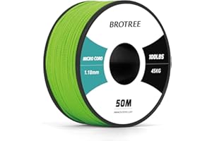 Brotree Micro Cuerda Paracord 1,18mm 50M Bobina para Pulsera, Bricolaje, Manualidades - 45 kg Charge de Rupture (Verde Neón)