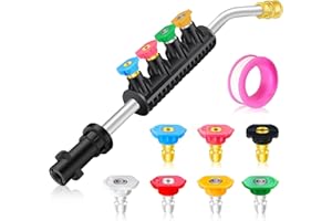 FANOVO 15" Pressure Washer Lance Extension Wand, Jet Wash Extension Wand Attachment with 7 Spray Nozzles,30 Degree Gutter Cleaning Tools for Karcher K2-K7 K Series (Kärcher)