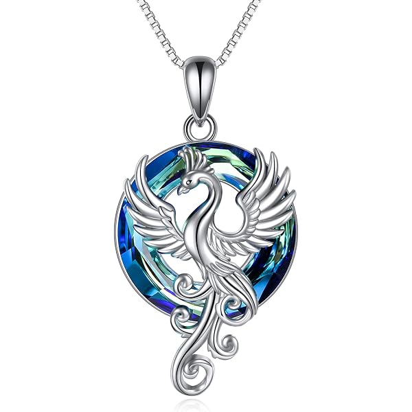 URONE Collana Fenice In Argento 925 Con Opale, Ciondolo Fenice Ascendente, Catena 18+2 Pollici, Regalo Per Donna