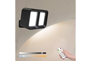 XRR Lámpara de pared LED, Luz de Pared de Interior con mando a distancia y control táctil rotación de 360° Apliques Inalámbricos led recargable Apliques Para Dormitorio y Pasillos(negro)