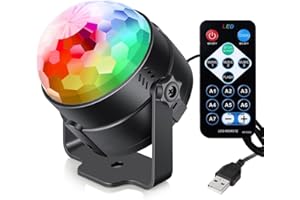 UNNDERWISS Discokugel Discolicht partylicht 360° schwenkbar 3W 7 Farben RGB mit Fernbedienung Ideal für Lichtshows, Familiengeburtstagsfeiern, Weihnachten und mehr.