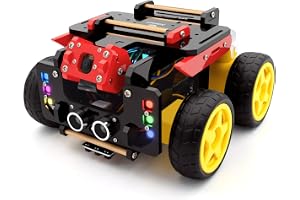 Adeept AWR 4WD smart robotbil kit för Raspberry Pi 5/4B/3B/3B + (bräda ingår ej), linjespårning, hinderundvikande, servomotor