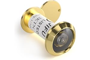 Bwintech 1 Pcs UL Listed Fire Proof Door viewer,Solid Brass 200 Degree,14mm Diameter 35-60mm Length, Polished Brass Finishing,with viewer Cover