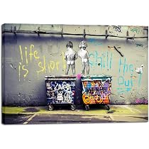 CanvasArtShop - Stampa artistica da parete con citazione di Banksy, motivo: uccellino blu, 47in x 32in / 119cm x 81cm
