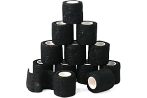tigratigro Benda Elastica Coesiva 12 Rotoli 5cm x4.5m, Bendaggio Adesiva Coesiva Nastro Bendaggio Sportivo Non Tessuto Autoadesivo Benda Salvapelle Fasciature per Mani, Piedi, Ginocchia Nero