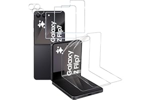 ELYCO Kompatibel mit Samsung Galaxy Z Flip 7 Schutzfolie, 2 Stück 9H Härte Externe für Panzerglas + 2 Pcs Weiche TPU Innere Displayschutz + 2 Pcs Kameraschutz, Anti-Kratzen Blasenfrei HD Schutzglas