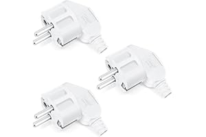 Schutzkontakt Winkelstecker 3 Stück, HITRENDS Stromstecker Eurostecker Adapter, Steckerdose 250V/16A Flach, Winkelstecker Aussen Wasserdicht(4.8mm), 2P+E, Weiß
