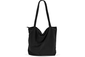 CNMTCCO Cabas Femme en Velours Côtelé avec Fermeture Éclair – Grand Tote Bag Léger et Élégant avec Poches – Idéal pour École, Travail, Shopping – 4 Couleurs Disponibles