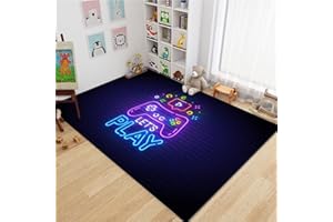 STICKER SUPERB. Alfombras Infantil Gamepad 3D Galaxia Roja Azul Gamer Púrpura Neón Videojuego Chico Adolescente Alfombra de Dormitorio Antideslizante Sala de Estar Alfombra Grande (Púrpura,80 x 120 cm)