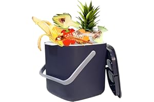 Pecewlos Cubo de Basura orgánico para Cocina, Cubo de compostaje para el día a día, Recipiente para residuos orgánicos, Apto para lavavajillas, a Prueba de olores, colador extraíble