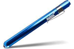 Pulox Diagnostikleuchte - Medizinische Pupillenleuchte aus Aluminium Diagnostische LED-Stiftlampe - Penlight mit Mess-Skala inkl. Batterien