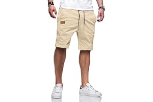 TARAINYA Short Homme Coton éTé Taille Elastique avec Poches Short Chino Homme Regular Fit