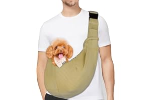 PetLoft Transportin Mały pies, torba na ramię dla psa, regulowana z haczykiem na obrożę do 11 funtów, khaki