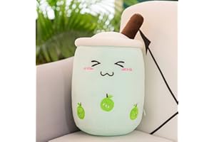 EXQULEG Bubble Tea pluszowe zwierzątko Boba, przytulanka, miękka maskotka do herbaty, miękka lalka, filiżanka do herbaty, poduszka dla dzieci (niebieska, wąż, 35 cm)