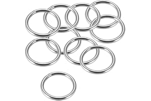 TOP-VIGOR 10Pcs Welded O-rings, 40mm Outer Dia 4mm Thickness Multi-Purpose 201 Stainless Steel O Rings, Smooth Strapping Welded Round Rings for Hardware Bags Ring Hand DIY Accessories and Dog Leas