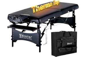 MASTER MASSAGE EQUIPMENT Master Massage ThermaTop - Lettino da massaggio per Galaxy Mobile con sistema di riscaldamento integrato, pieghevole, per massaggi, per cosmetici, portatile, in pelle/legno, nero, 76 cm