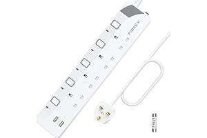PIBEEX 3M Extension Lead with USB Slots, 4 Way 2 USB Extension Socket with Individual Switches Mountable Power Strips with 3M Extension cable 3250W