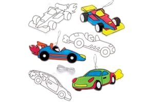 Baker Ross Kits de décorations Attrape-Soleil Voitures de Course (Lot de 8) Kits de décorations à Effet vitrail Que Les Enfants pourront décorer et Exposer