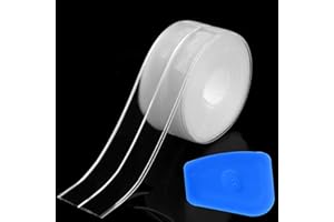 AURORALI Nastro sigillante, impermeabile, striscia sigillante per bagno, trasparente e adesivo, con raschietto per rimozione in silicone blu, nastro sigillante per bagno, vasche, WC, cucina (320 x 3,8 cm)
