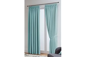 John Aird Blackout Curtains Pencil Pleat with Tie Backs (Aqua, W 46" x L 54" (2 Panels) Thermal Energy Saving Curtains for Bedroom & Living Room